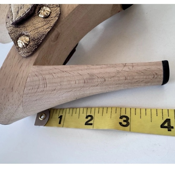 Vintage 90s Y2K Nine West Flirty n fun Gold Leather Gold Chain Platform Sandals - Picture 7 of 8